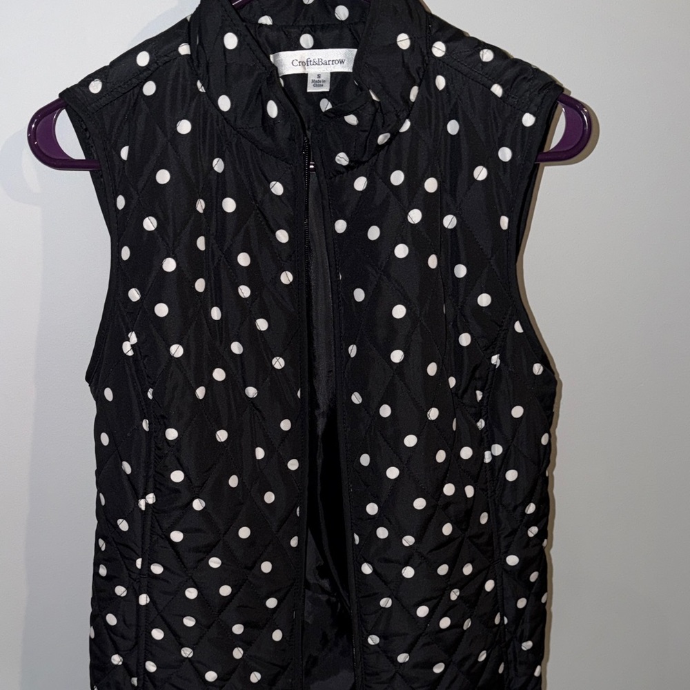 Croft & Barrow Black and White Polka Dot Vest